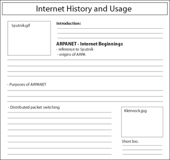 Storyboard for a web page.