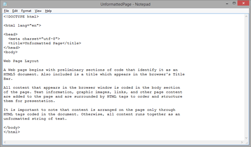 Unformatted Notepad