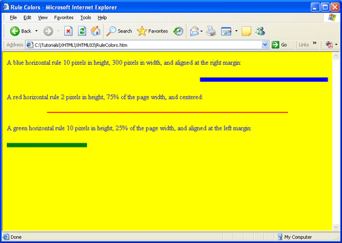 Page styled horizontal rules