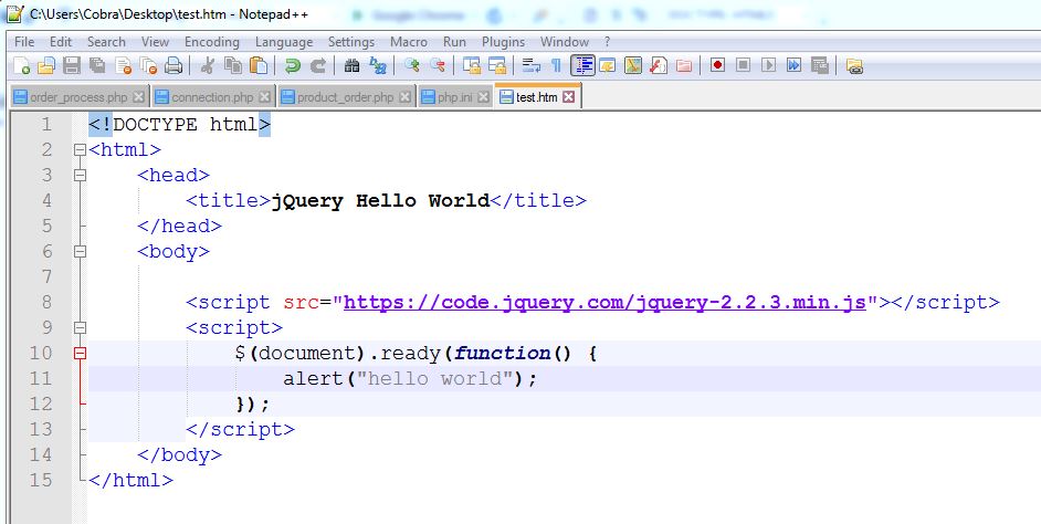 Hello World in jQuery